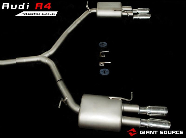 奧迪A4L改裝遙控閥門中尾端 香港巨源Giant Source性能單出排氣管