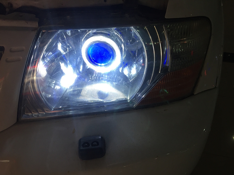 上海三菱帕杰羅升級車燈 改海拉5透鏡 歐司朗安定器 氙氣燈 天使眼 惡魔眼