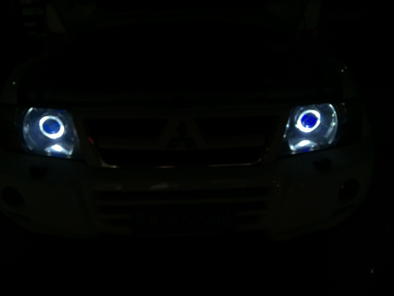 上海三菱帕杰羅升級車燈 改海拉5透鏡 歐司朗安定器 氙氣燈 天使眼 惡魔眼
