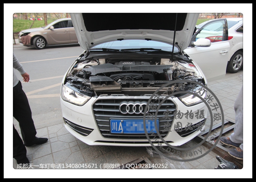 成都15款?yuàn)W迪A4L改裝原廠高配大燈LED日行燈歐司朗氙氣燈