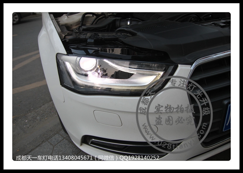 成都15款?yuàn)W迪A4L改裝原廠高配大燈LED日行燈歐司朗氙氣燈