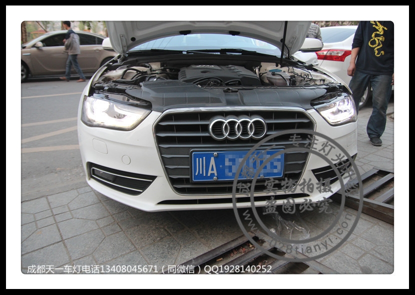 成都15款?yuàn)W迪A4L改裝原廠高配大燈LED日行燈歐司朗氙氣燈