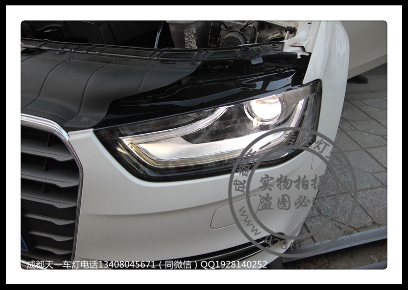 成都15款?yuàn)W迪A4L改裝原廠高配大燈LED日行燈歐司朗氙氣燈