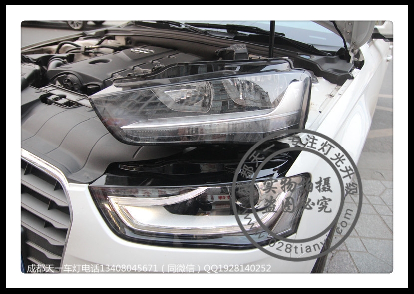 成都15款?yuàn)W迪A4L改裝原廠高配大燈LED日行燈歐司朗氙氣燈