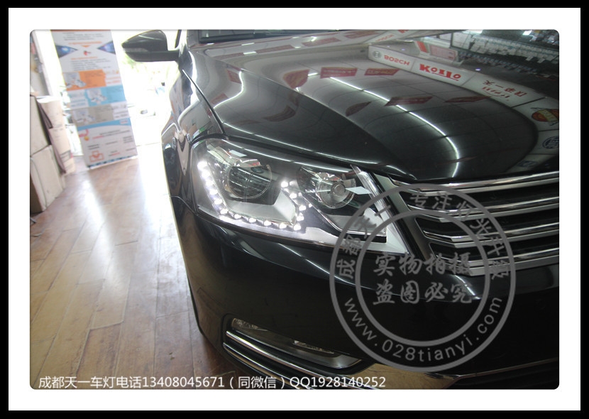 成都大眾邁騰改裝高配大燈總成LED日行燈Q5雙光透鏡