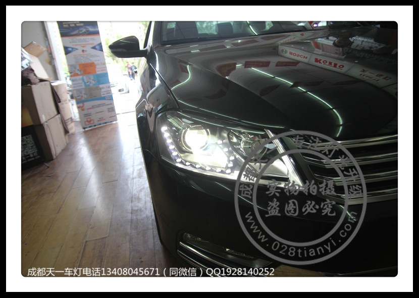 成都大眾邁騰改裝高配大燈總成LED日行燈Q5雙光透鏡