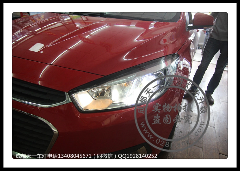 成都15款新科魯茲改燈車燈改裝德國原裝海拉5歐司朗4300K氙氣燈LED藍(lán)色惡魔眼