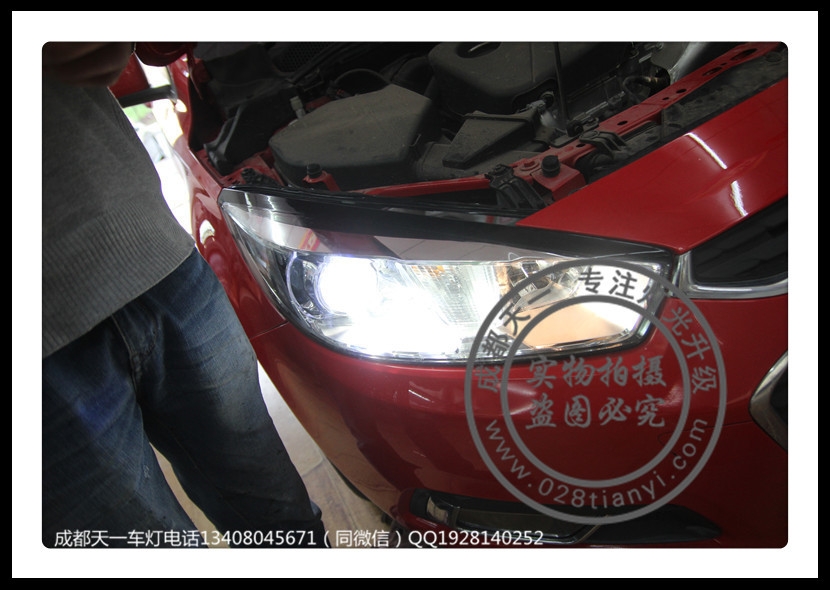 成都15款新科魯茲改燈車燈改裝德國原裝海拉5歐司朗4300K氙氣燈LED藍(lán)色惡魔眼