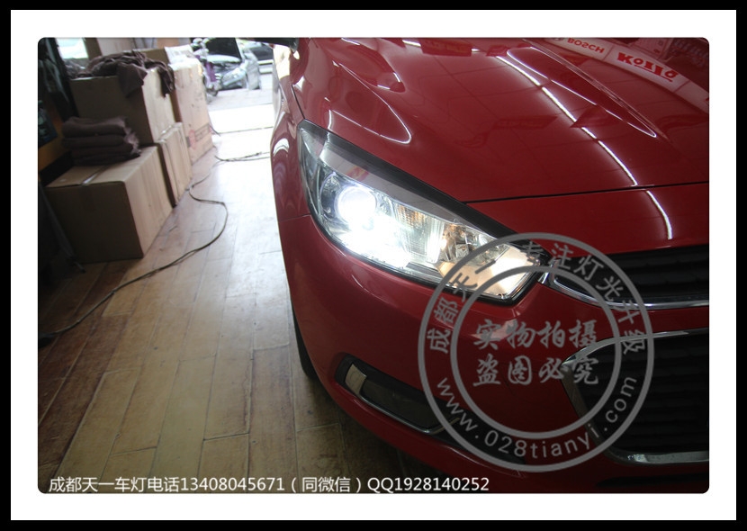 成都15款新科魯茲改燈車燈改裝德國原裝海拉5歐司朗4300K氙氣燈LED藍(lán)色惡魔眼