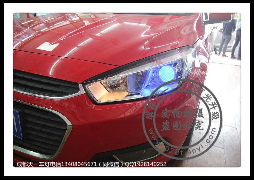 成都15款新科魯茲改燈車燈改裝德國原裝海拉5歐司朗4300K氙氣燈LED藍(lán)色惡魔眼