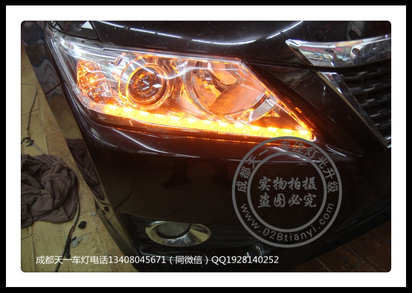 成都豐田凱美瑞車(chē)燈改裝海拉5雙光透鏡歐司朗氙氣燈LED日行燈