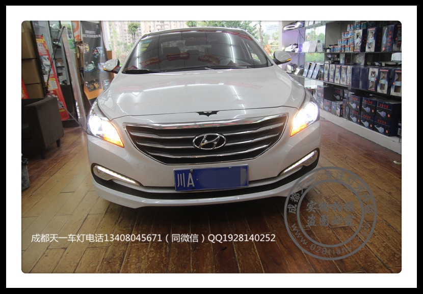 成都現(xiàn)代名圖改燈車燈升級Q5雙光透鏡歐司朗氙氣燈LED惡魔眼