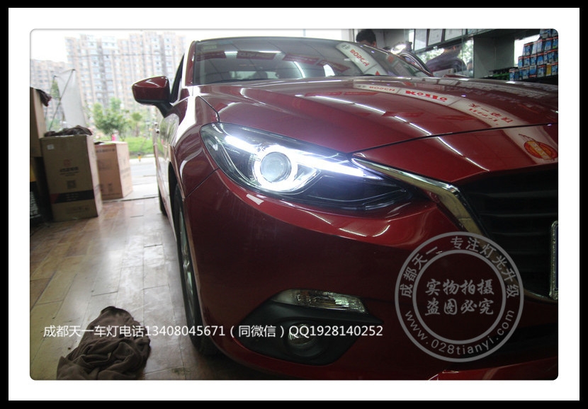 成都馬自達昂克賽拉3改裝高配大燈總成LED日行燈