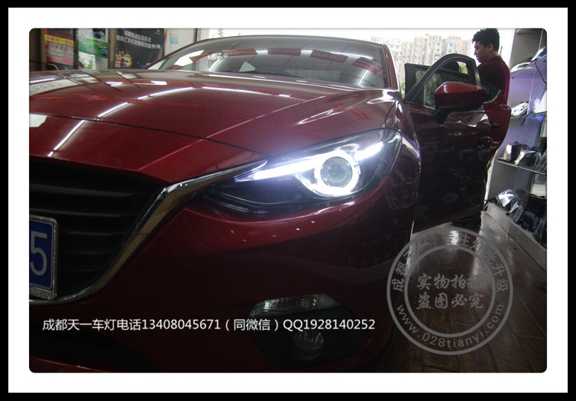 成都馬自達昂克賽拉3改裝高配大燈總成LED日行燈
