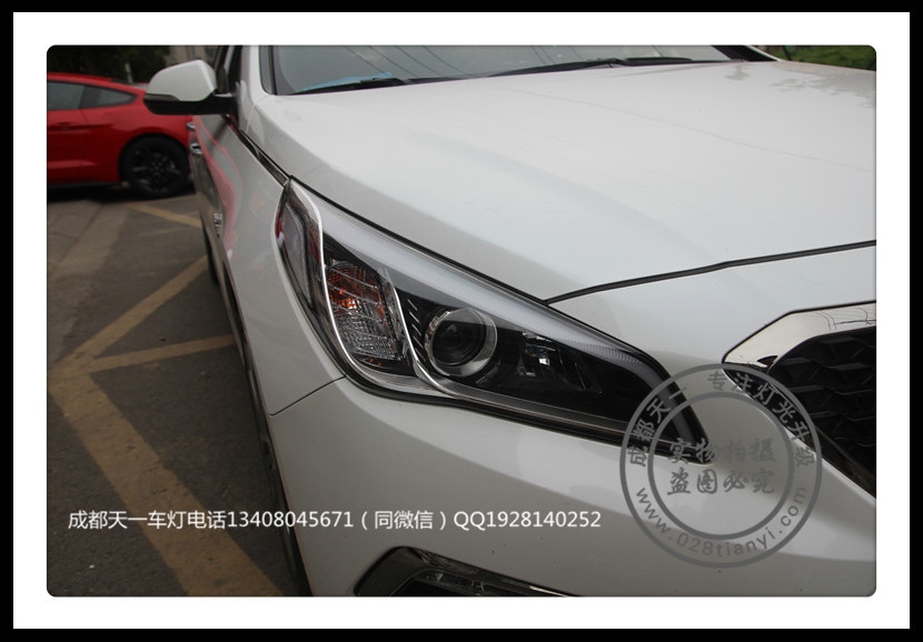 成都索納塔9車燈改裝升級Q5雙光透鏡LED燈眉氙氣燈