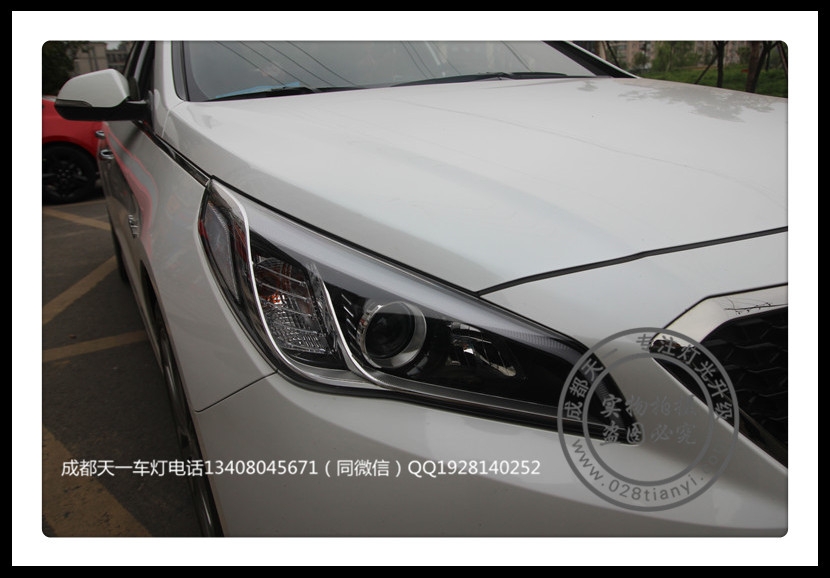 成都索納塔9車燈改裝升級Q5雙光透鏡LED燈眉氙氣燈