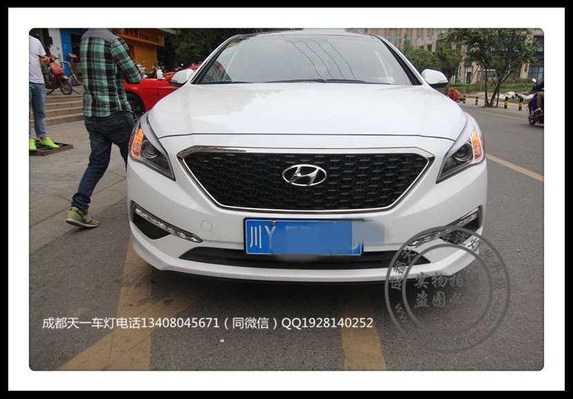 成都索納塔9車燈改裝升級Q5雙光透鏡LED燈眉氙氣燈