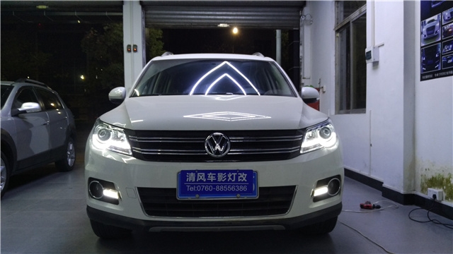 大眾12款途觀車燈升級 Q5雙氙透鏡改裝 雙色水晶淚眼改裝——清風(fēng)車影燈改