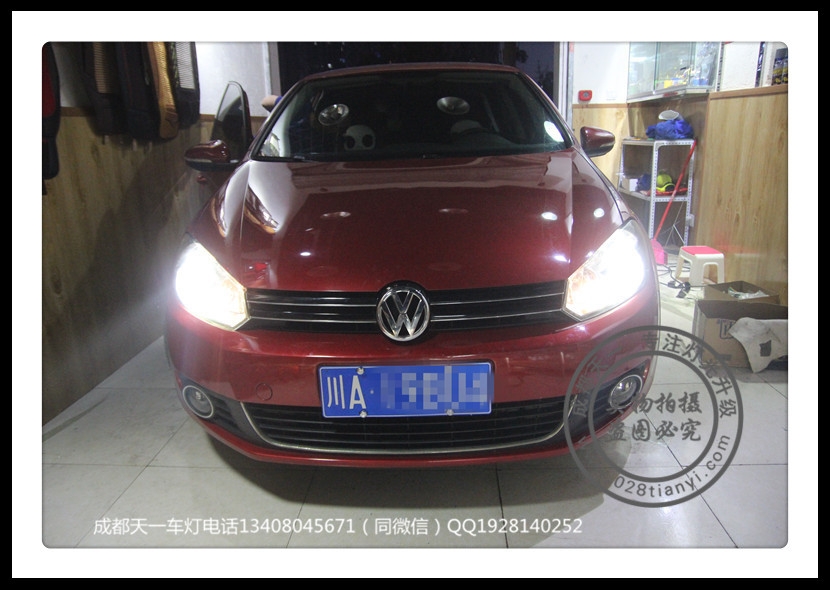 成都高爾夫6改燈車燈改裝升級(jí)氙氣燈雙光透鏡LED日行燈