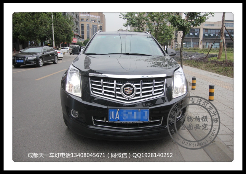 成都凱迪拉克SRX改裝氙氣燈海拉5雙光透鏡飛利浦氙氣燈