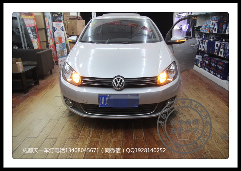 成都高爾夫改裝車燈升級氙氣燈雙光透鏡LED日行燈