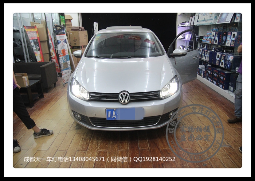 成都高爾夫改裝車燈升級氙氣燈雙光透鏡LED日行燈