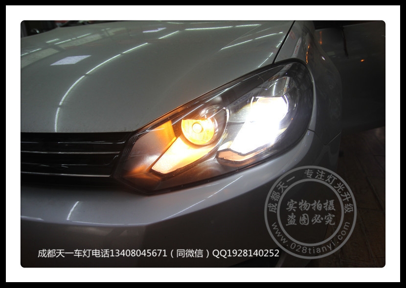 成都高爾夫改裝車燈升級氙氣燈雙光透鏡LED日行燈