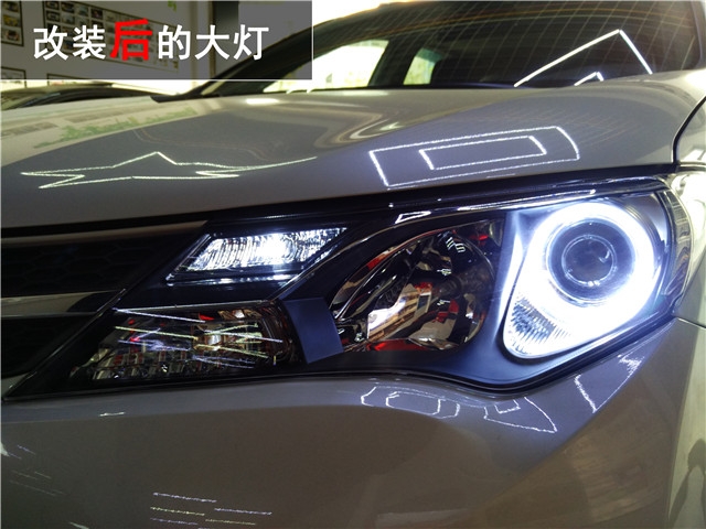 丰田RAV4双氙透镜改装升级 Q5透镜改装 LED宝马超亮光导天使眼改装——清风车影灯改