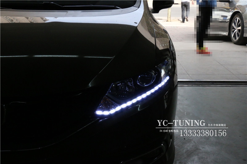 【永誠汽車】石家莊杰德改燈，貝雷帽透鏡+巖崎5500K氙燈+LED日間行車燈