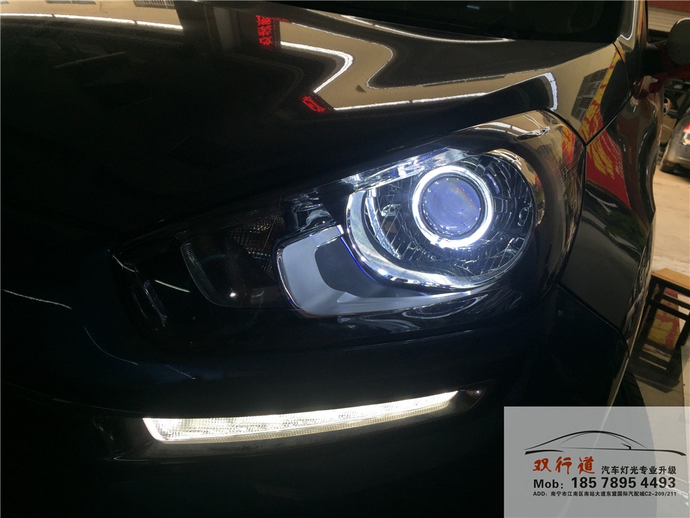 《起亞KX3》車燈改裝，改裝定制海拉5雙光透鏡，邁斯快啟高亮安定器