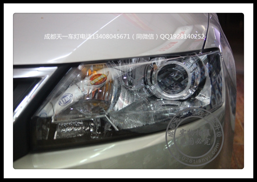 成都斯柯達(dá)昕銳改裝LED日行燈惡魔眼Q5雙光透鏡氙氣燈