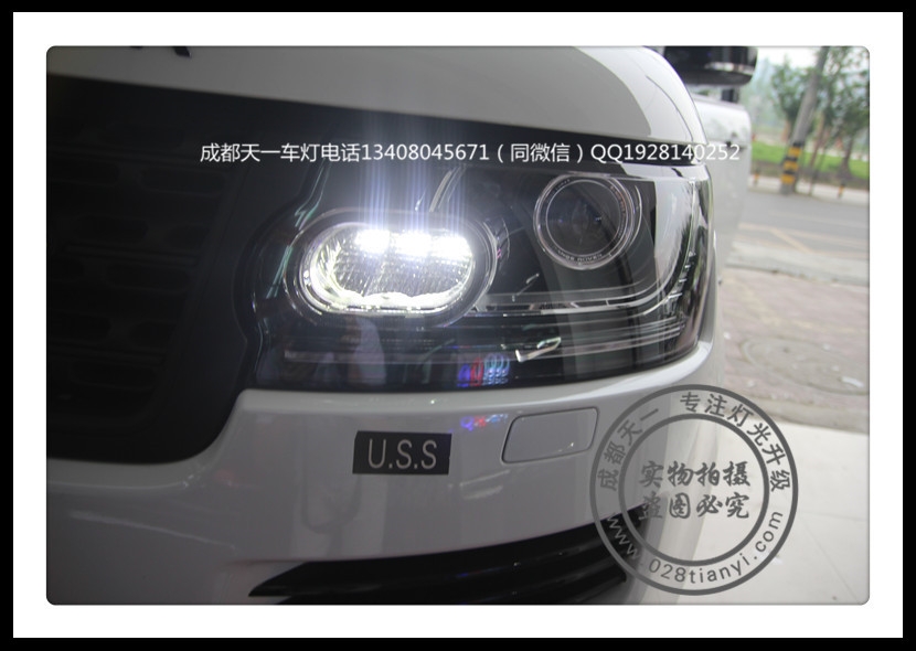 成都攬勝行政版車燈改裝透鏡中規(guī)版LED大燈總成LED日行燈
