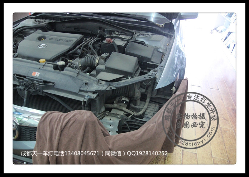 成都經(jīng)典馬自達6車燈改裝氙氣燈Q5雙光透鏡