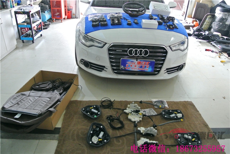 湖南長(zhǎng)沙奧迪A6L電吸門、無鑰匙進(jìn)入、電動(dòng)尾門、施耐德真皮座椅、桃木方向盤等等