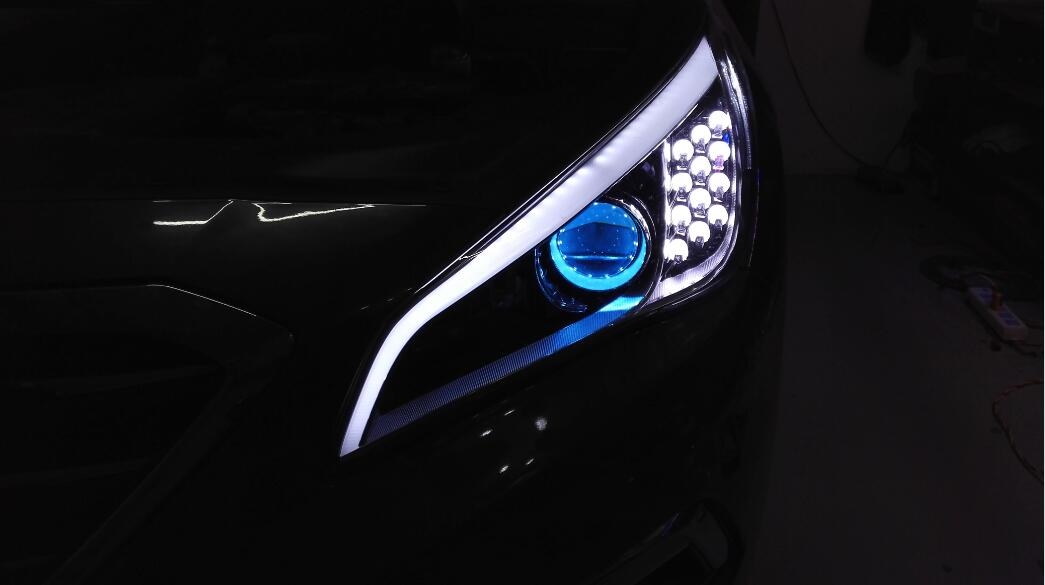 瑪特麗車燈改裝升級索納塔九專用日行燈+無損Q5雙光透鏡