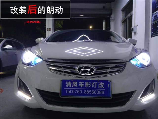 現(xiàn)代朗動(dòng)車燈升級(jí) 高亮定制版海拉五透鏡改裝 LED光導(dǎo)天使眼改裝——清風(fēng)車影燈改