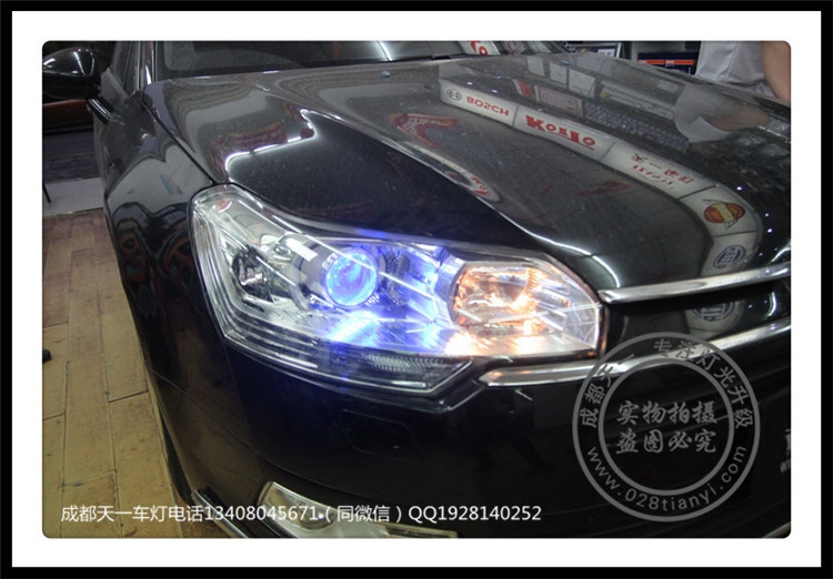 成都雪鐵龍C5車燈改裝車燈改裝歐司朗氙氣燈LED惡魔眼日行燈