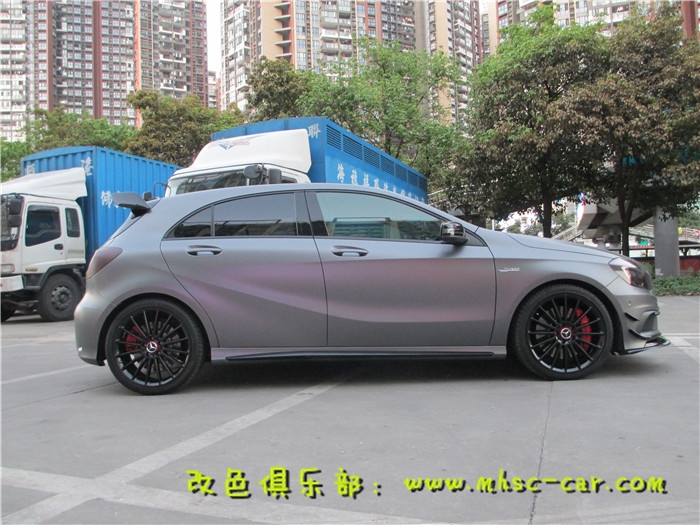 奔馳A45AMG全車改色貼膜施工德國(guó)PWF電光金屬灰