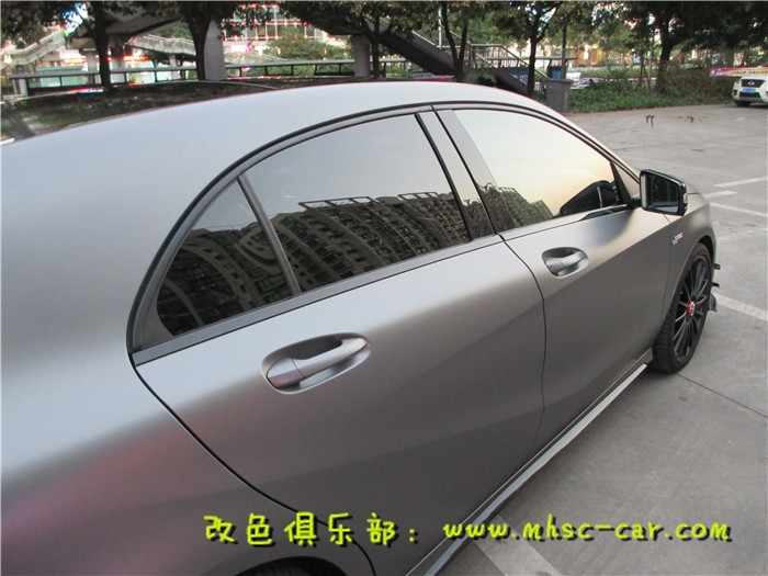 奔馳A45AMG全車改色貼膜施工德國(guó)PWF電光金屬灰