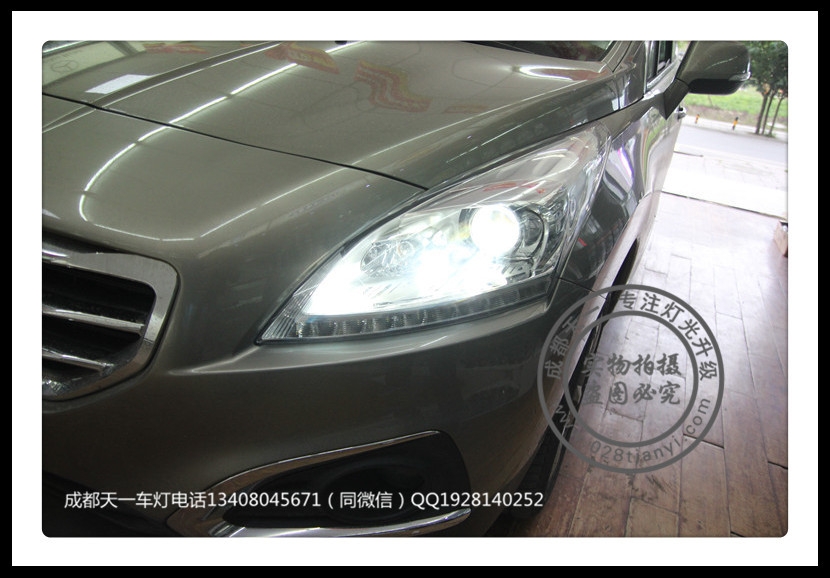 成都標(biāo)志改裝車燈3008車燈升級(jí)海拉雙光透鏡歐司朗氙氣燈