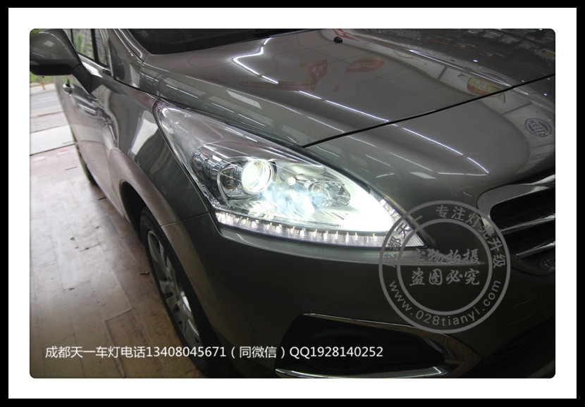 成都標(biāo)志改裝車燈3008車燈升級(jí)海拉雙光透鏡歐司朗氙氣燈