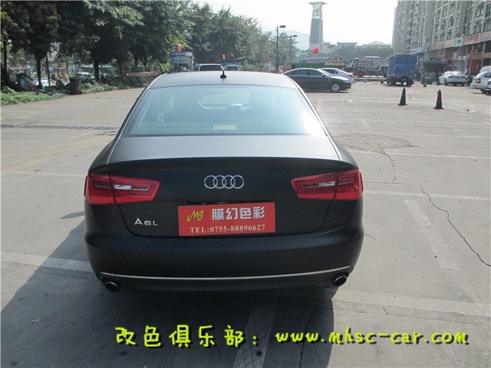 奧迪A6L全車貼膜改色施工比利時麥可貼亞光黑