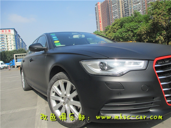 奧迪A6L全車貼膜改色施工比利時麥可貼亞光黑
