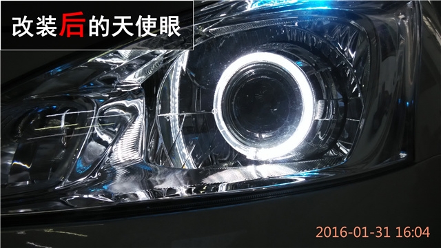 日產(chǎn)新騏達(dá)車燈升級 Q5雙氙透鏡改裝  LED光導(dǎo)天使眼改裝——清風(fēng)車影燈改