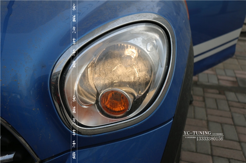 【永誠汽車】石家莊專業(yè)改燈，寶馬mini countryman升級氙氣前大燈，雙光透鏡