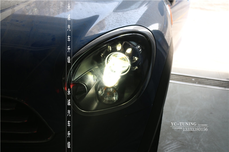 【永誠汽車】石家莊專業(yè)改燈，寶馬mini countryman升級氙氣前大燈，雙光透鏡