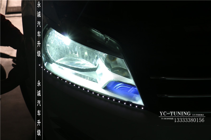 【永誠汽車】石家莊新桑塔納改燈，Q5小糸透鏡+巖崎D2H 5500氙氣燈+天使眼+LED日行燈