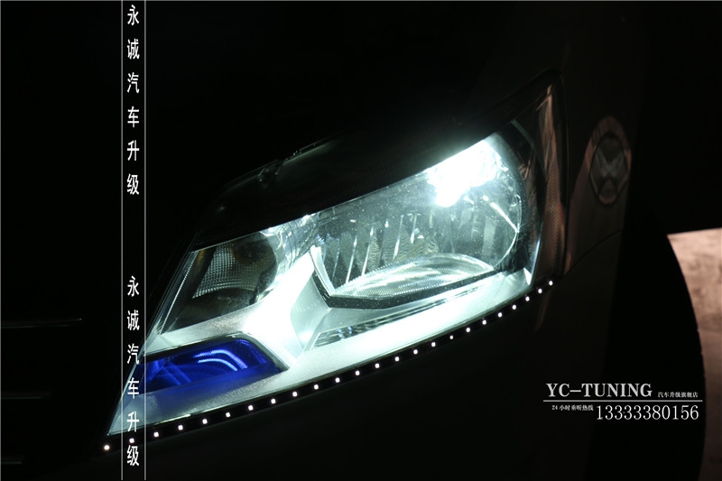 【永誠汽車】石家莊新桑塔納改燈，Q5小糸透鏡+巖崎D2H 5500氙氣燈+天使眼+LED日行燈
