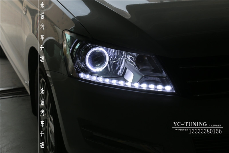 【永誠汽車】石家莊新桑塔納改燈，Q5小糸透鏡+巖崎D2H 5500氙氣燈+天使眼+LED日行燈