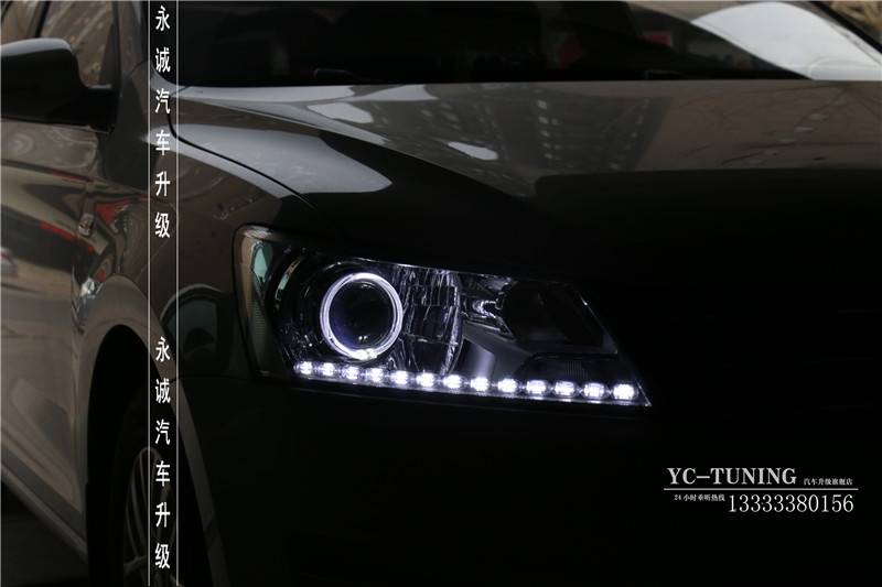 【永誠汽車】石家莊新桑塔納改燈，Q5小糸透鏡+巖崎D2H 5500氙氣燈+天使眼+LED日行燈